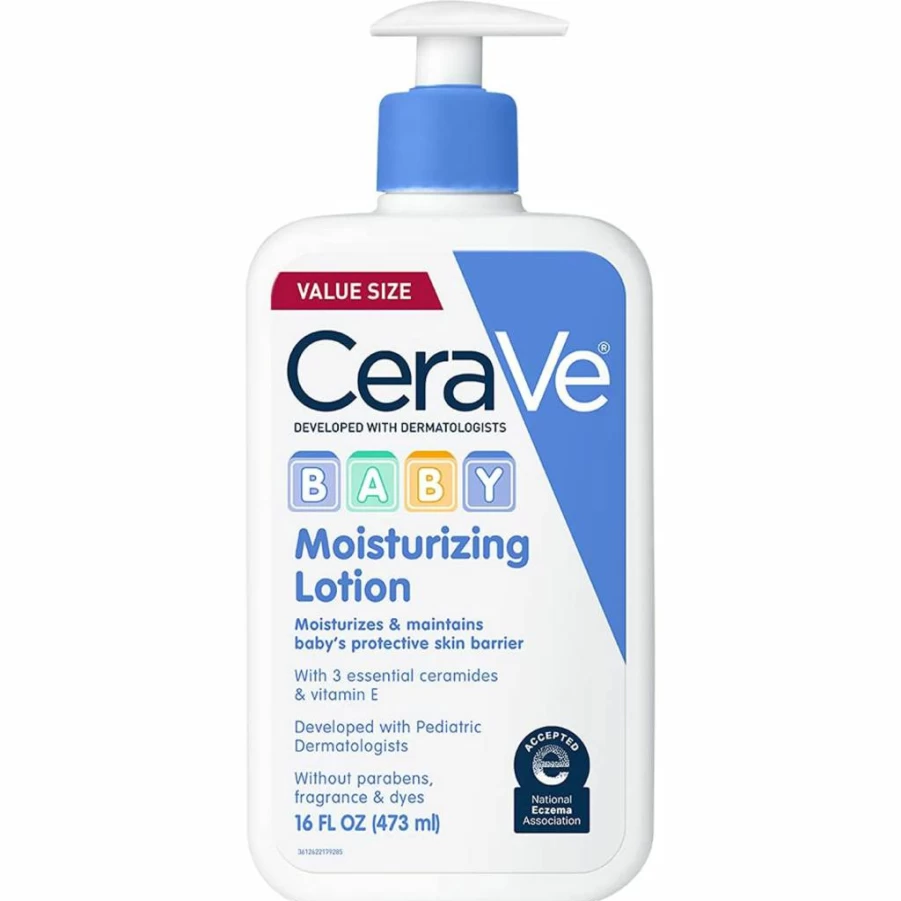 CeraVe Baby Lotion with Ceramides & Niacinamide | Fragrance-Free, Paraben-Free Moisturizer | 16 oz Lightweight Hydration for Delicate Skin