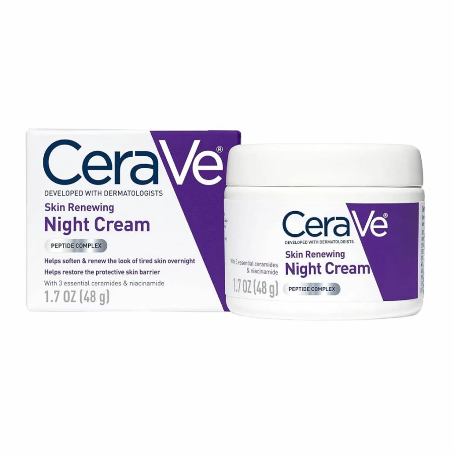 CeraVe Renewing Night Cream with Niacinamide, Peptides & Hyaluronic Acid - 1.7 oz Moisturizer for Face (Packaging May Vary)