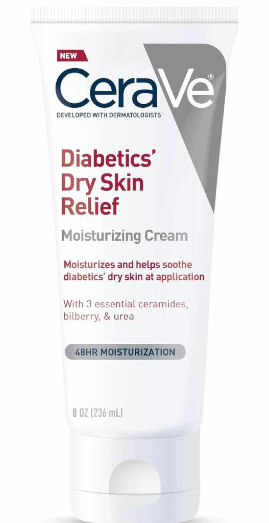 CeraVe Diabetic Dry Skin Moisturizing Cream with Urea and Bilberry, Fragrance-Free & Paraben-Free Face and Body Lotion, 8 oz