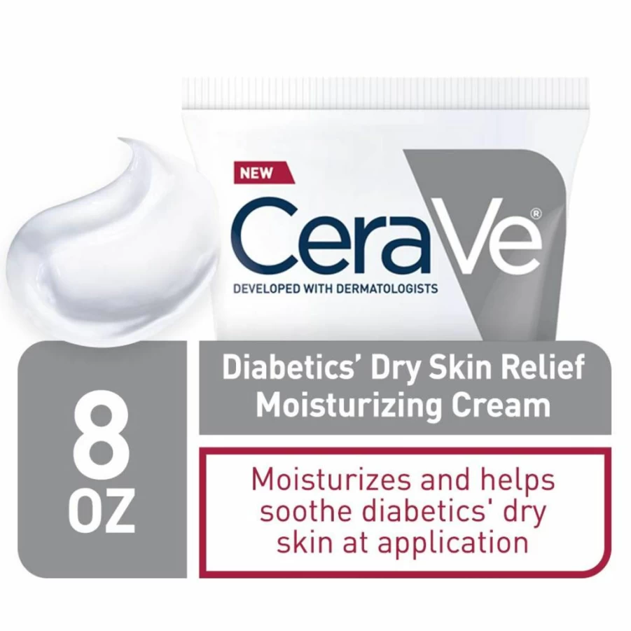 CeraVe Diabetic Dry Skin Moisturizing Cream with Urea and Bilberry, Fragrance-Free & Paraben-Free Face and Body Lotion, 8 oz