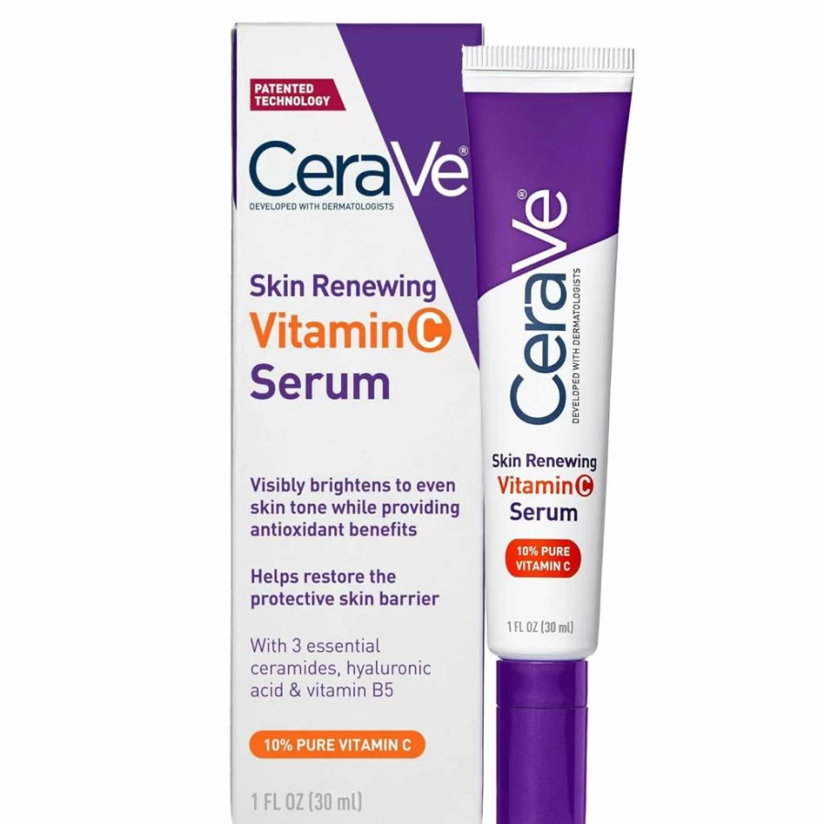 CeraVe Vitamin C Serum for Face - 10% Pure Vitamin C & Hyaluronic Acid, Fragrance-Free Brightening Serum, 1 Fl Oz