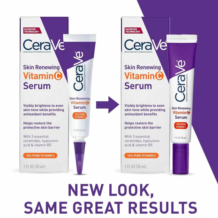 CeraVe Vitamin C Serum for Face - 10% Pure Vitamin C & Hyaluronic Acid, Fragrance-Free Brightening Serum, 1 Fl Oz