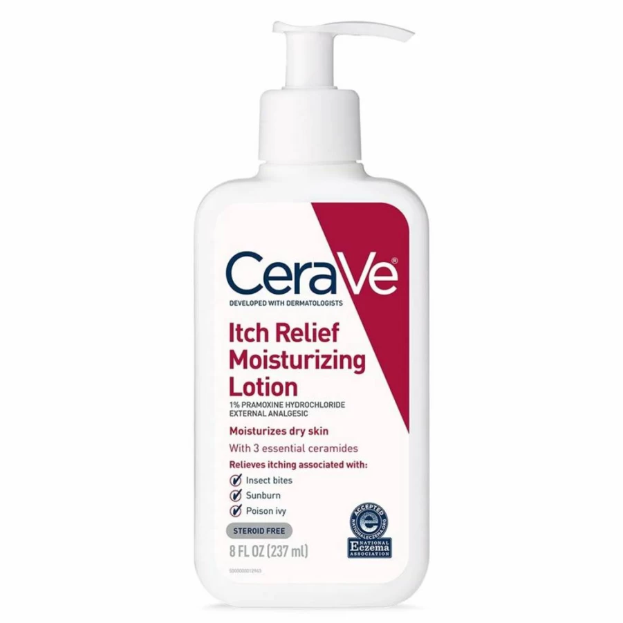 CeraVe Anti-Itch Moisturizing Lotion with Pramoxine Hydrochloride for Dry, Irritated Skin – Soothes Sunburn, Bug Bites & Minor Skin Irritations – 16 oz Hydrating Body Lotion