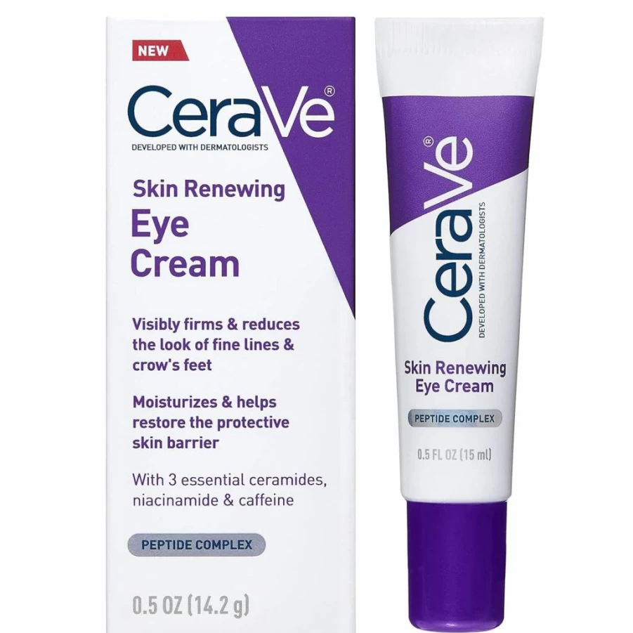 CeraVe Renewing Eye Cream for Wrinkles & Crows Feet with Peptides, Caffeine & Niacinamide – Paraben Free, Ophthalmologist Tested Under Eye Cream