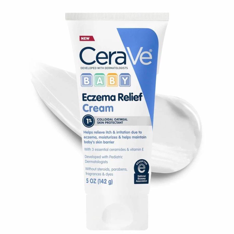 CeraVe Baby Eczema Cream with 1% Colloidal Oatmeal & Ceramides, Fragrance-Free Moisturizer to Soothe Itchy Skin – Pediatric Dermatologist Recommended, 5 Oz