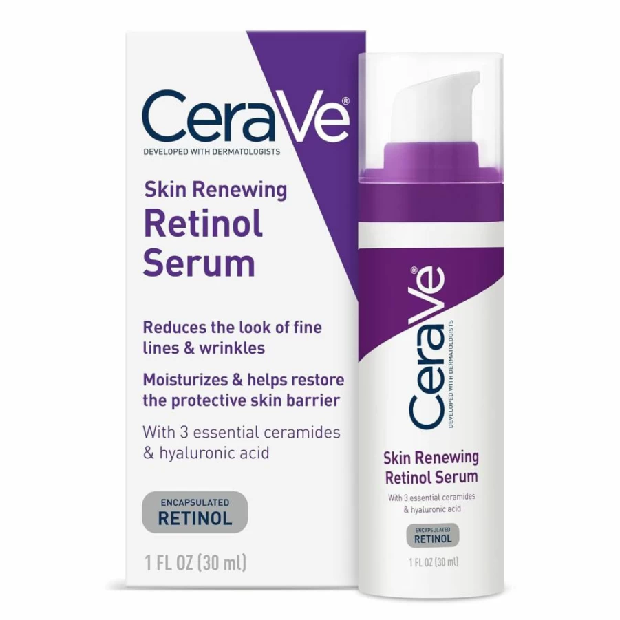 CeraVe Retinol Serum for Face with Encapsulated Retinol, Hyaluronic Acid, Niacinamide & Ceramides – Anti-Aging, Wrinkle Smoothing, Fragrance-Free Brightening Serum – 1 oz