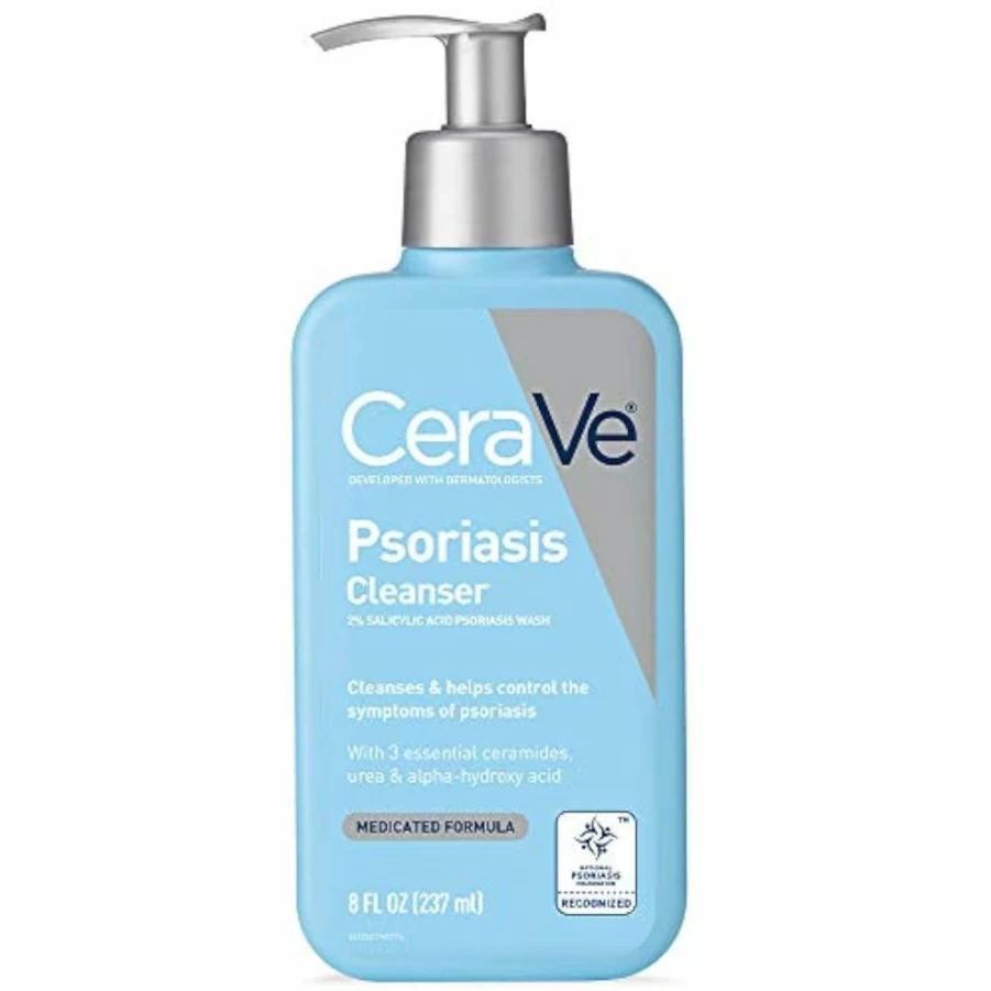 CeraVe Psoriasis Treatment Cleanser with Salicylic Acid & Lactic Acid for Dry Skin Relief, Fragrance-Free & Hypoallergenic Exfoliating Face Wash, 8 oz