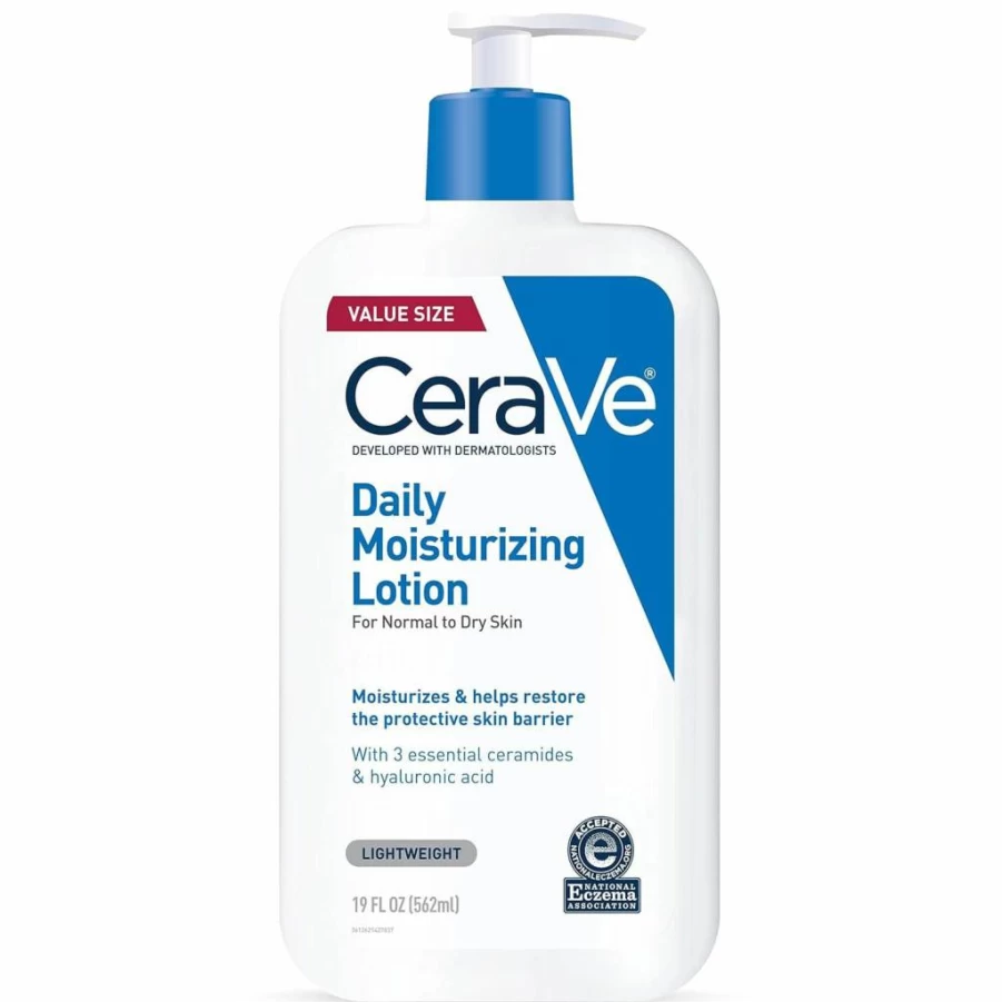 CeraVe Daily Moisturizing Lotion for Dry Skin - Hyaluronic Acid & Ceramides Face and Body Moisturizer, Fragrance-Free, Oil-Free, 12 Fl Oz