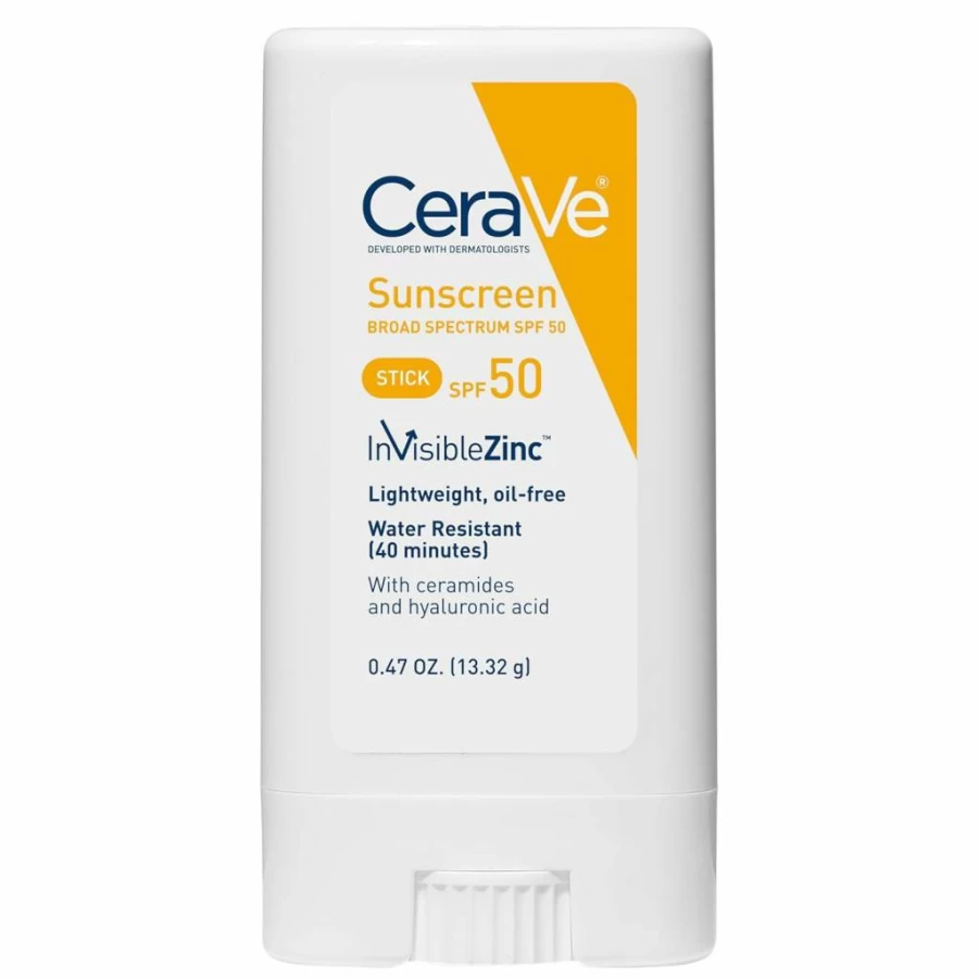 CeraVe Mineral Sunscreen Stick SPF 50 | Broad Spectrum Face Sunscreen with Hyaluronic Acid & Ceramides | Titanium Dioxide & Zinc Oxide | Fragrance Free, Oil Free | 100% Mineral Sunscreen for Sensitive Skin