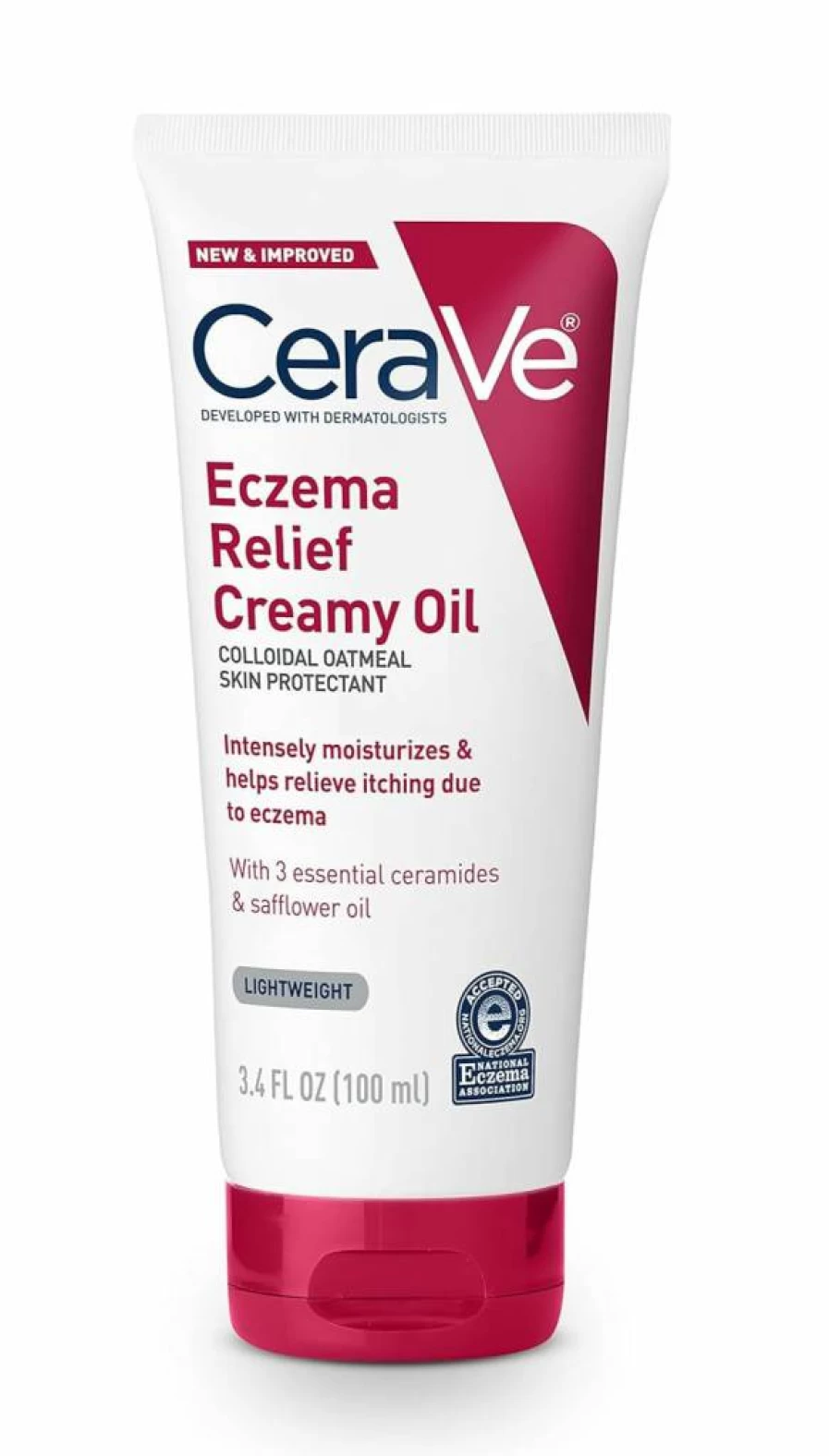 CeraVe Eczema Relief Creamy Oil with Colloidal Oatmeal & Safflower Oil for Dry, Itchy Skin – Steroid-Free, Paraben-Free, 3.4 oz