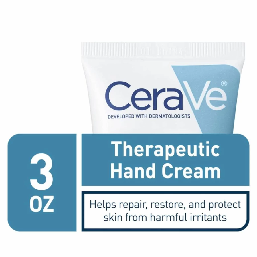 CeraVe Fragrance-Free Therapeutic Hand Cream for Dry, Cracked Hands with Hyaluronic Acid & Niacinamide, 3 oz
