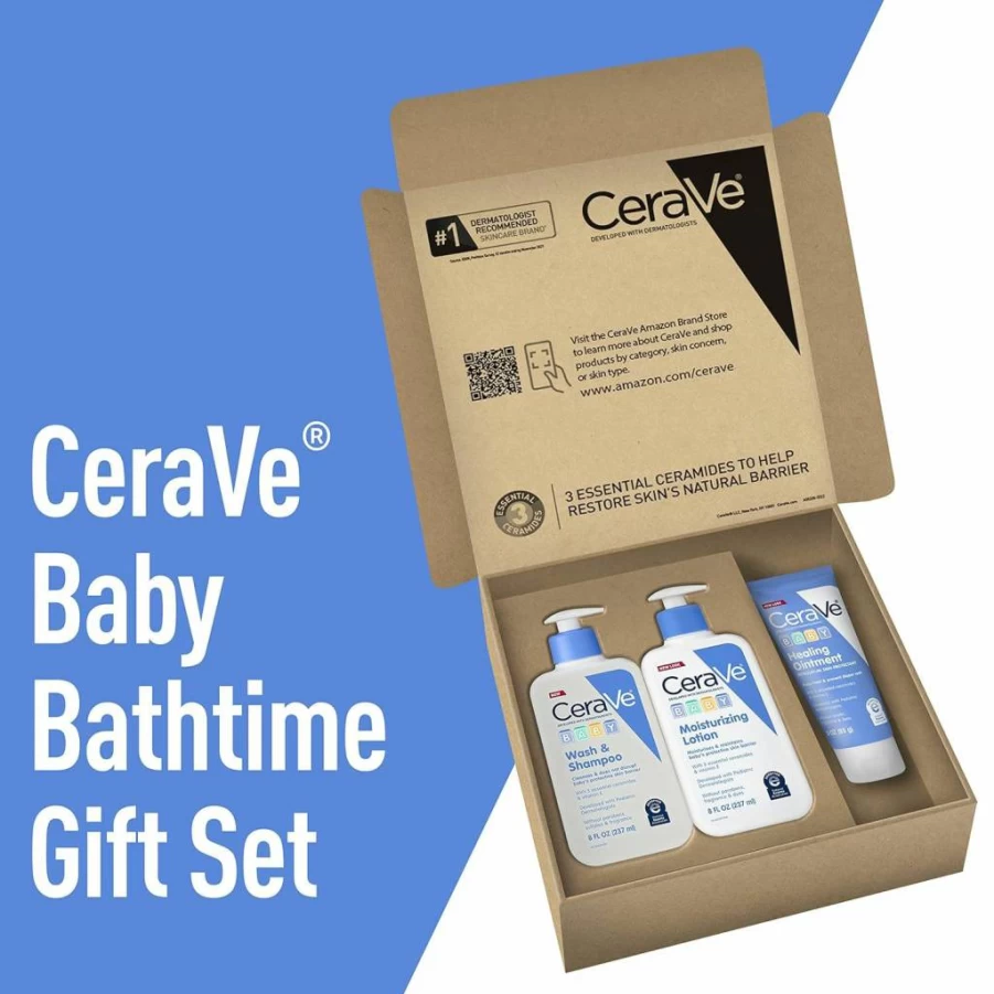 CeraVe Baby Bath Gift Set with 8oz Wash & Shampoo, 8oz Moisturizing Lotion & 3oz Healing Ointment | Fragrance-Free, Paraben-Free, Phthalate-Free & Tear-Free Baby Skincare Essentials