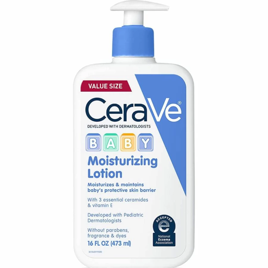 CeraVe Baby Lotion with Ceramides & Niacinamide | Fragrance-Free, Paraben-Free Moisturizer for Sensitive Baby Skin | 8 oz, Lightweight Hydration