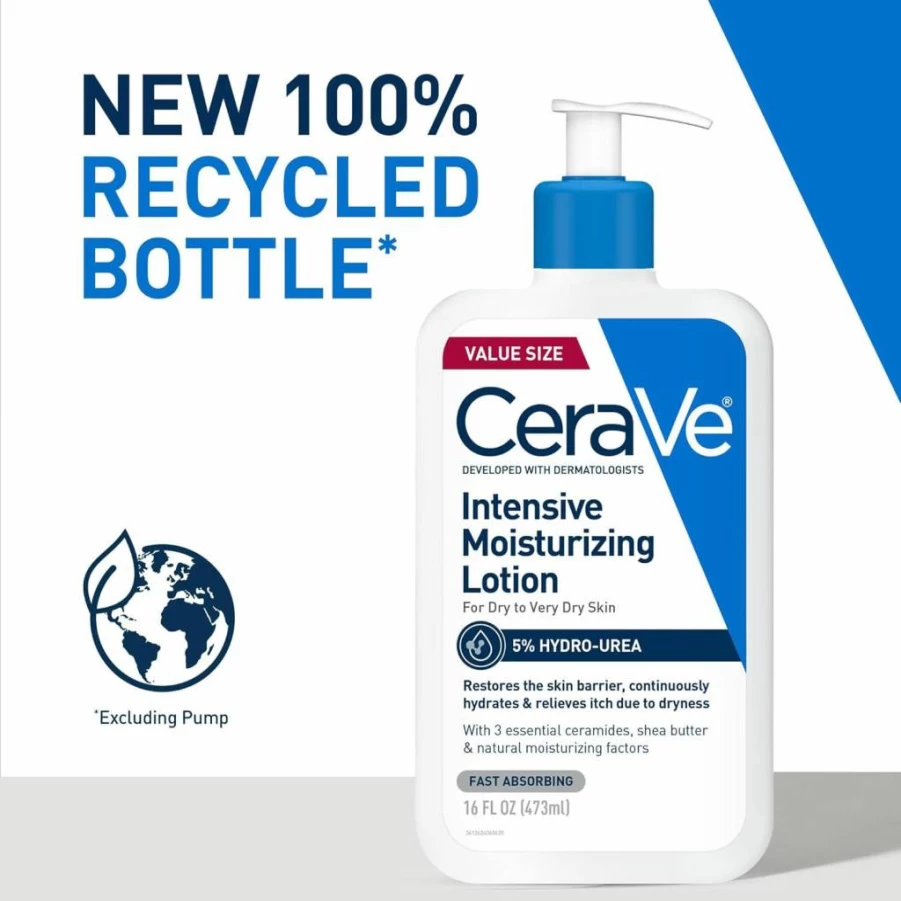 CeraVe Hydro-Urea & Shea Butter Moisturizing Lotion for Dry Skin – Non-Greasy Hydrating Cream to Relieve Rough, Tight, Red & Itchy Skin – 16 oz