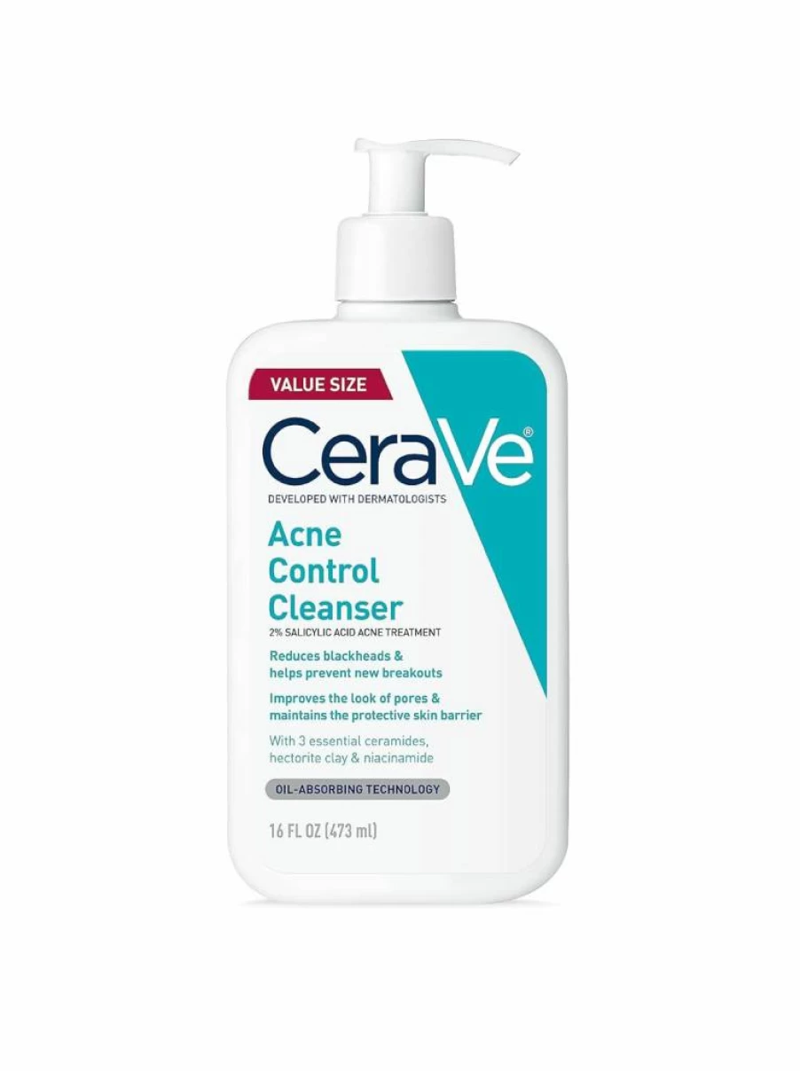 CeraVe Acne Control Cleanser with Salicylic Acid, Niacinamide & Ceramides, Purifying Clay Face Wash for Pore Refining & Blackhead Treatment, 8 oz