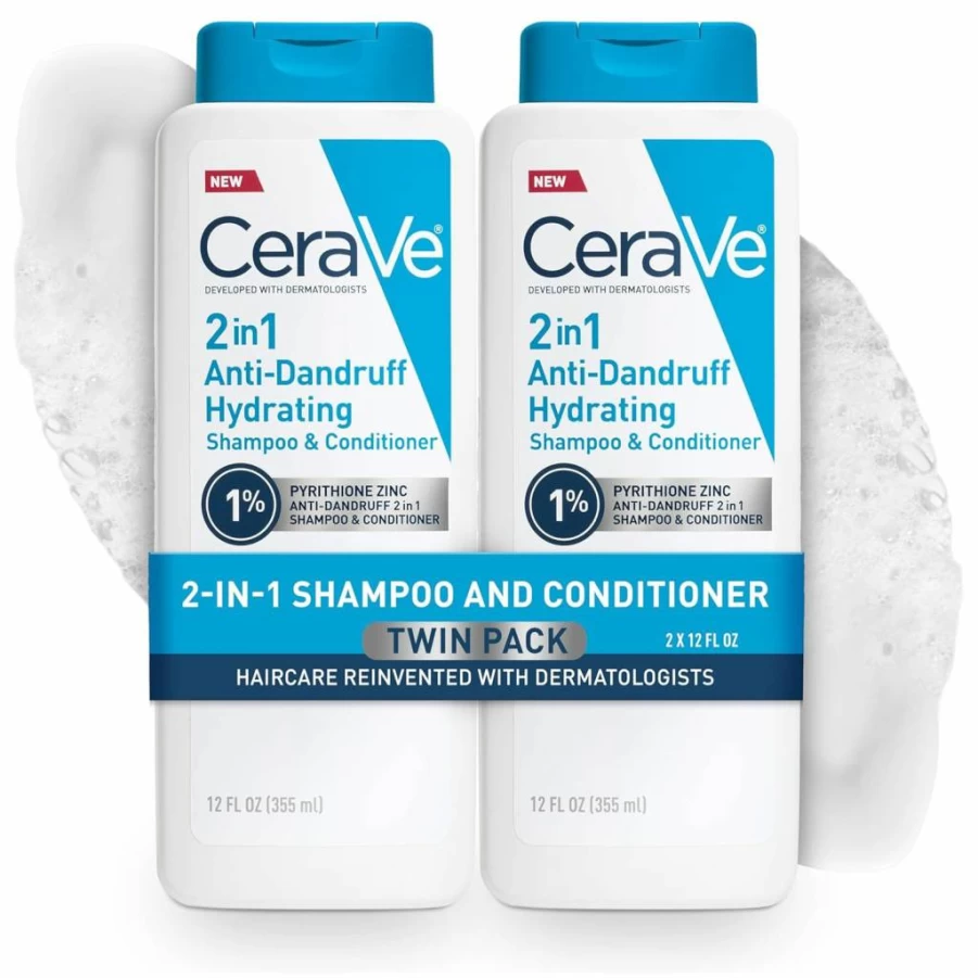 CeraVe Hydrating Shampoo & Conditioner with 1% Pyrithione Zinc for Dandruff Treatment – Sulfate Free, Color Safe, Itchy Scalp Relief & Moisturizing Hair Care