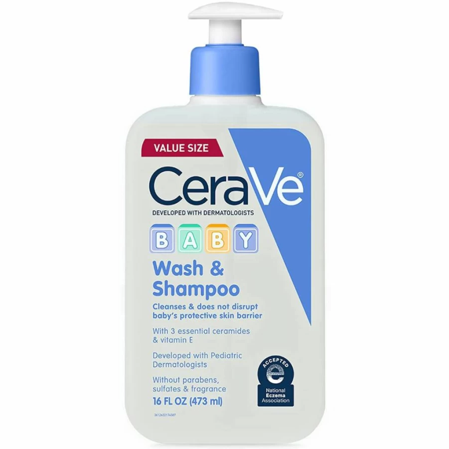 CeraVe Baby Wash & Shampoo | Fragrance-Free, Paraben-Free, Sulfate-Free | Tear-Free Bath for Sensitive Skin | 8 oz
