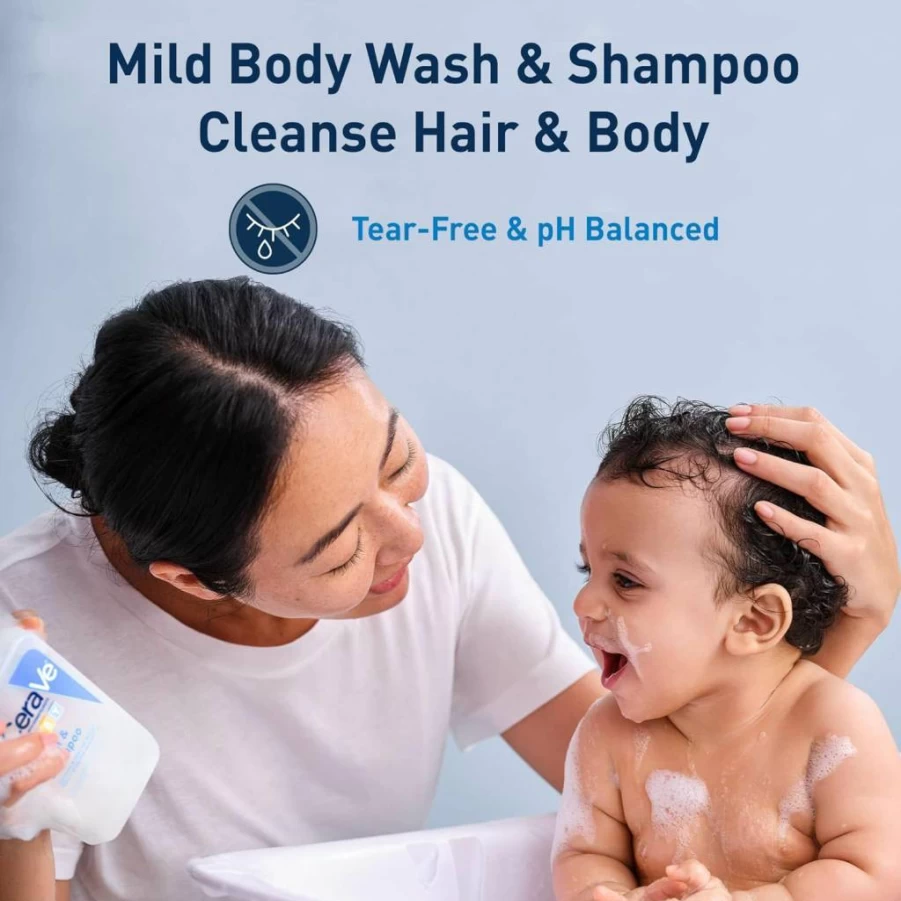 CeraVe Baby Wash & Shampoo | Fragrance-Free, Paraben-Free, Sulfate-Free | Tear-Free Bath for Sensitive Skin | 8 oz