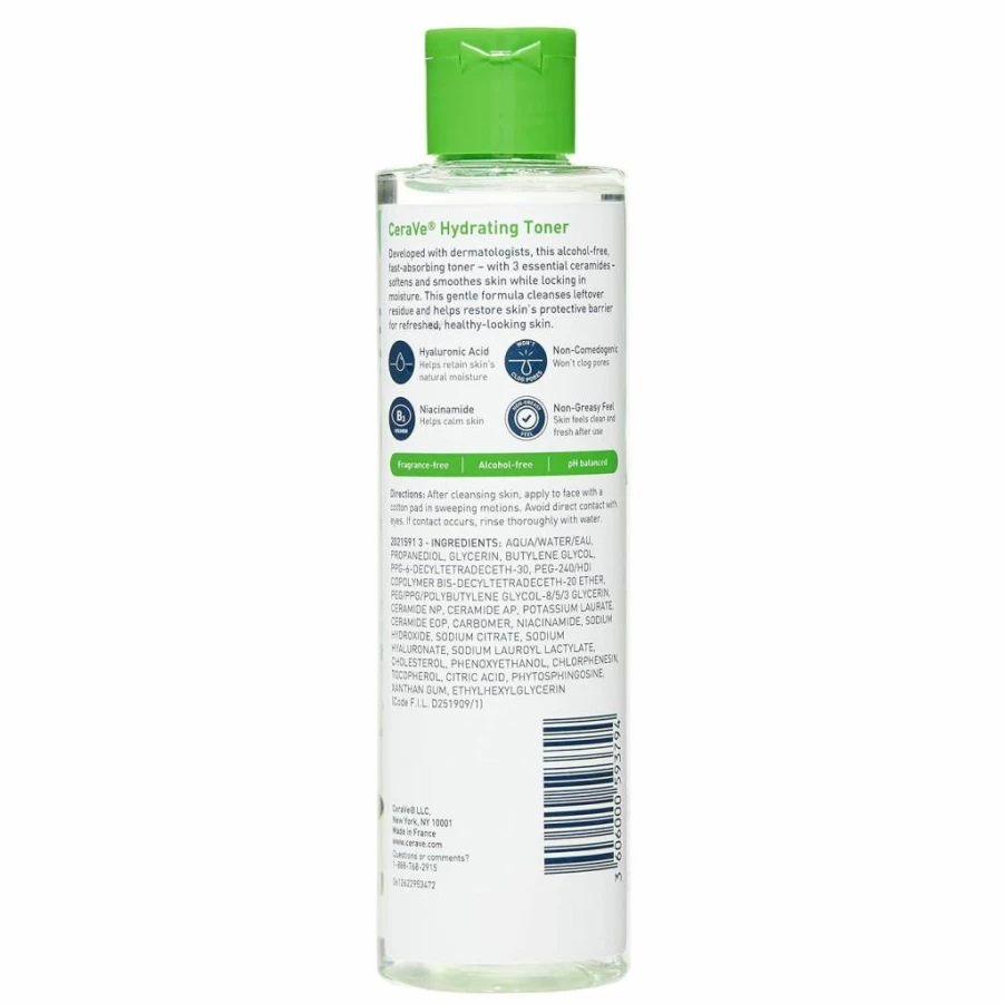 CeraVe Hydrating Facial Toner for Sensitive Dry Skin | Alcohol-Free, Fragrance-Free, Non-Comedogenic | With Hyaluronic Acid, Niacinamide & Ceramides | 6.8 Fl Oz